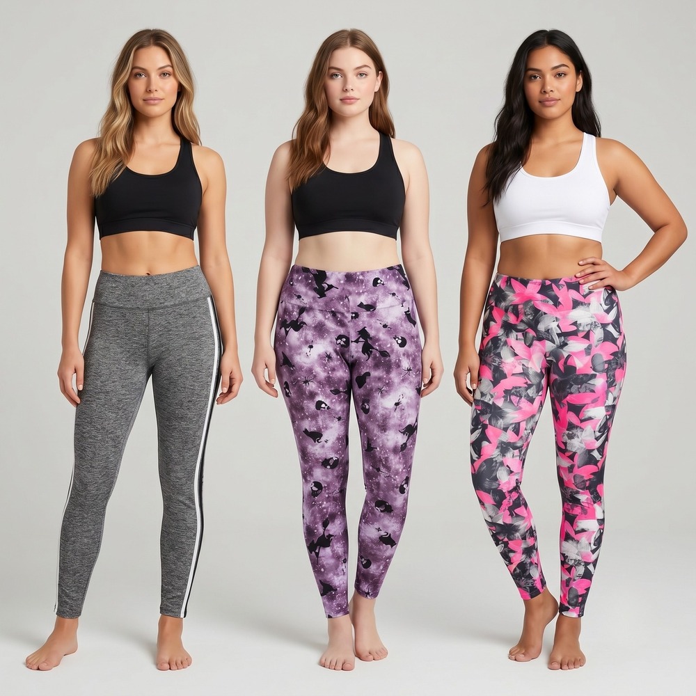 3-Pack No Boundaries Women Large Multicolor Leggings Floral Halloween Sporty Set